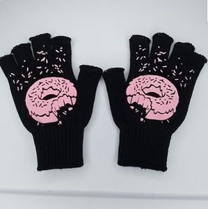 Gloves Women Donut Fingerless Texting Cell Phone Typing Smoking Black Pink Bite